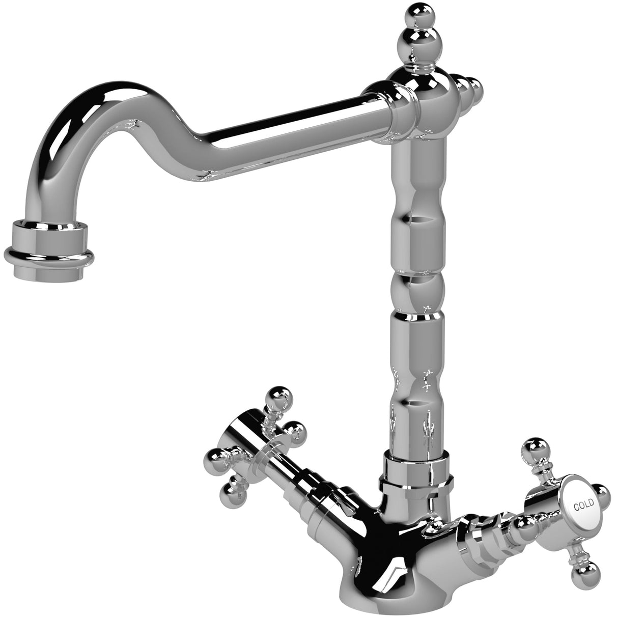 Nuie Classic Two Handled Crosshead Mono Kitchen Mixer Tap Chrome KB305