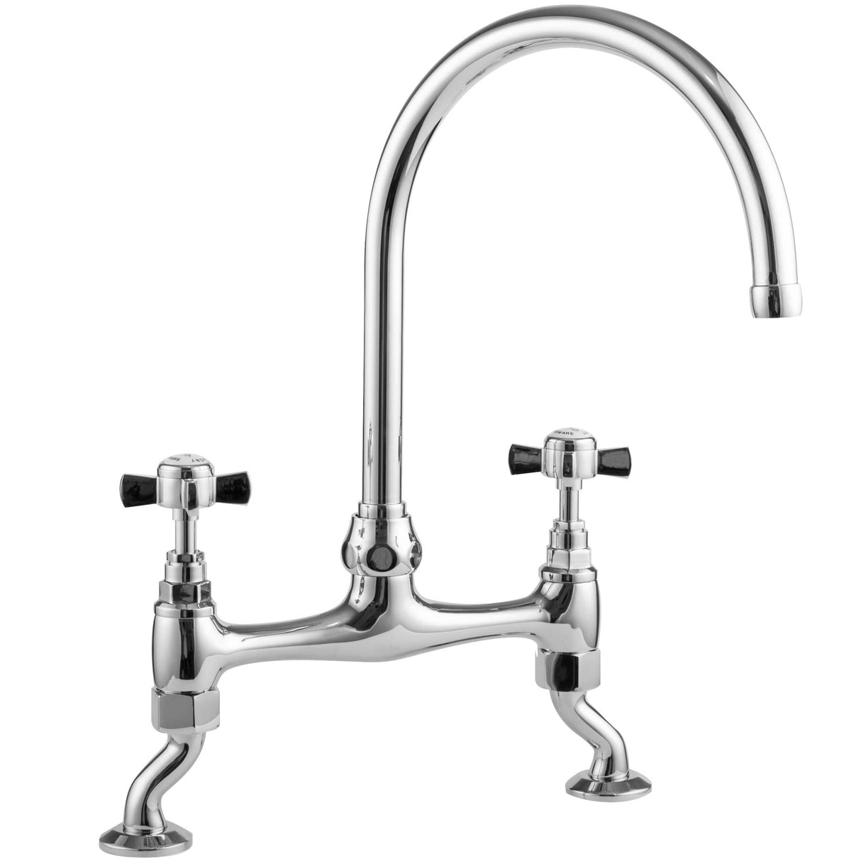 Nuie Traditional Bridge Style Two Handled Crosshead Kitchen Mixer Tap Chrome KB306 LD