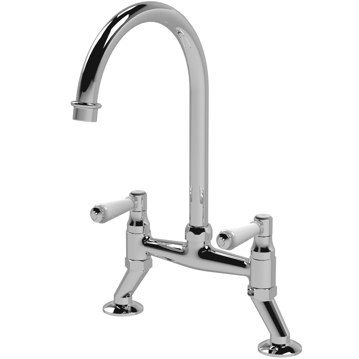 Nuie Traditional Bridge Style Twin Lever Kitchen Mixer Tap Chrome KB317