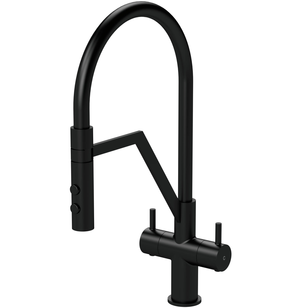 Nuie Ravi Dual Lever Pull-Out Kitchen Mixer Tap Matt Black KRA405DL