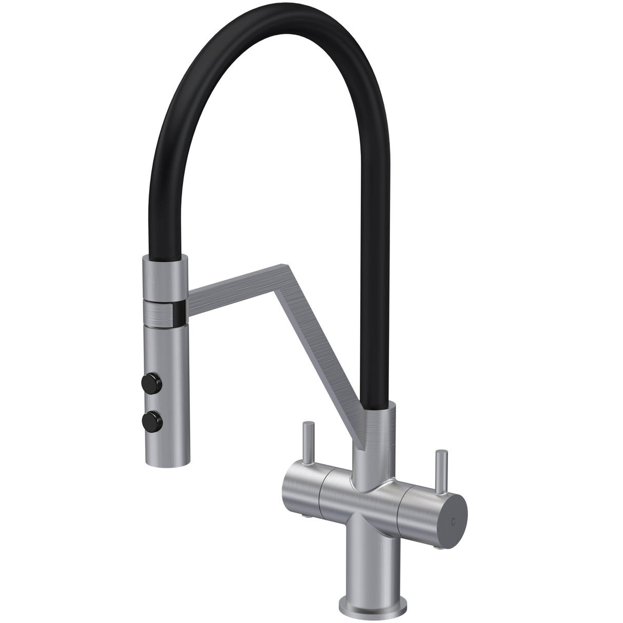 Nuie Ravi Dual Lever Pull-Out Kitchen Mixer Tap Brushed Nickel KRA605DL
