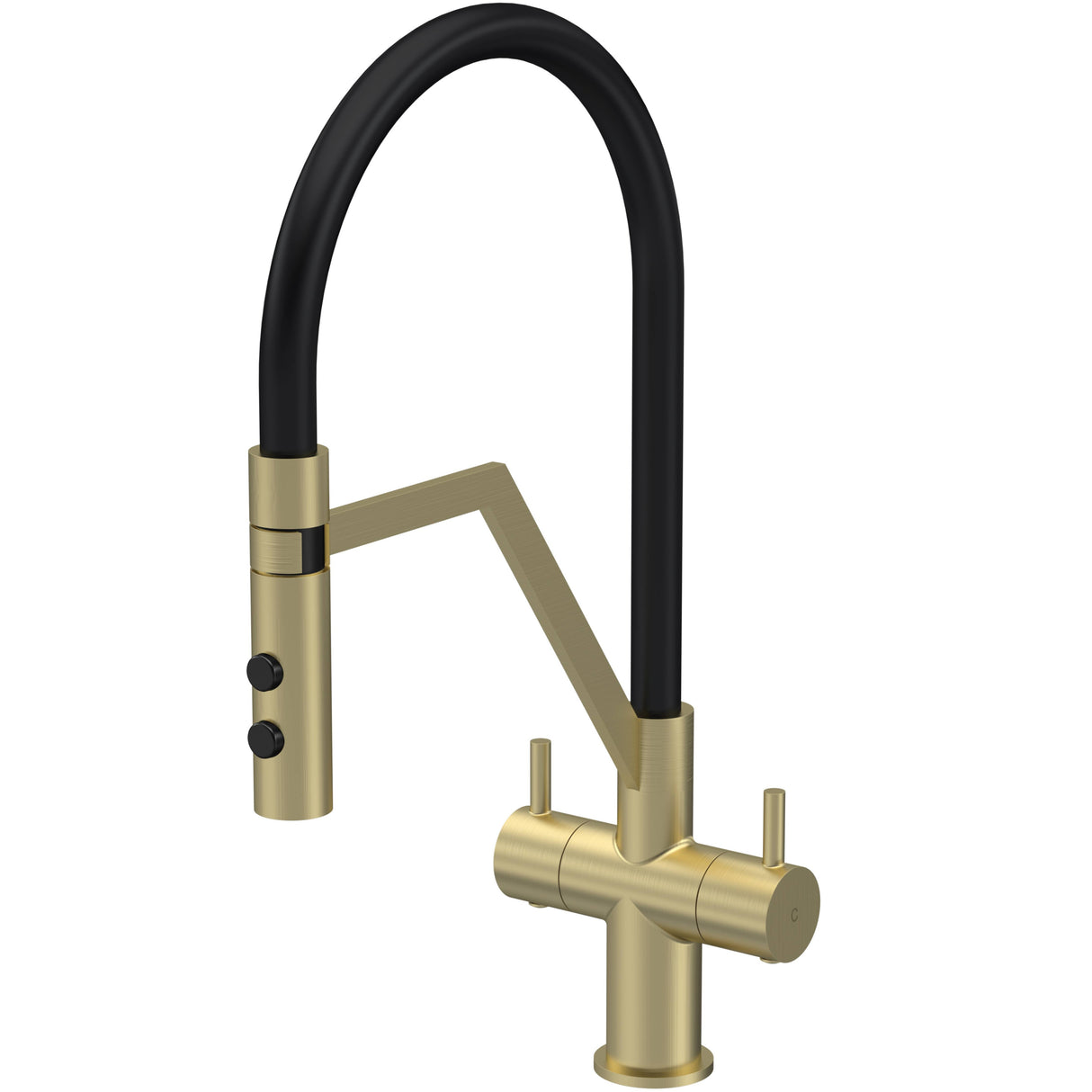 Nuie Ravi Dual Lever Pull-Out Kitchen Mixer Tap Brushed Brass KRA805DL