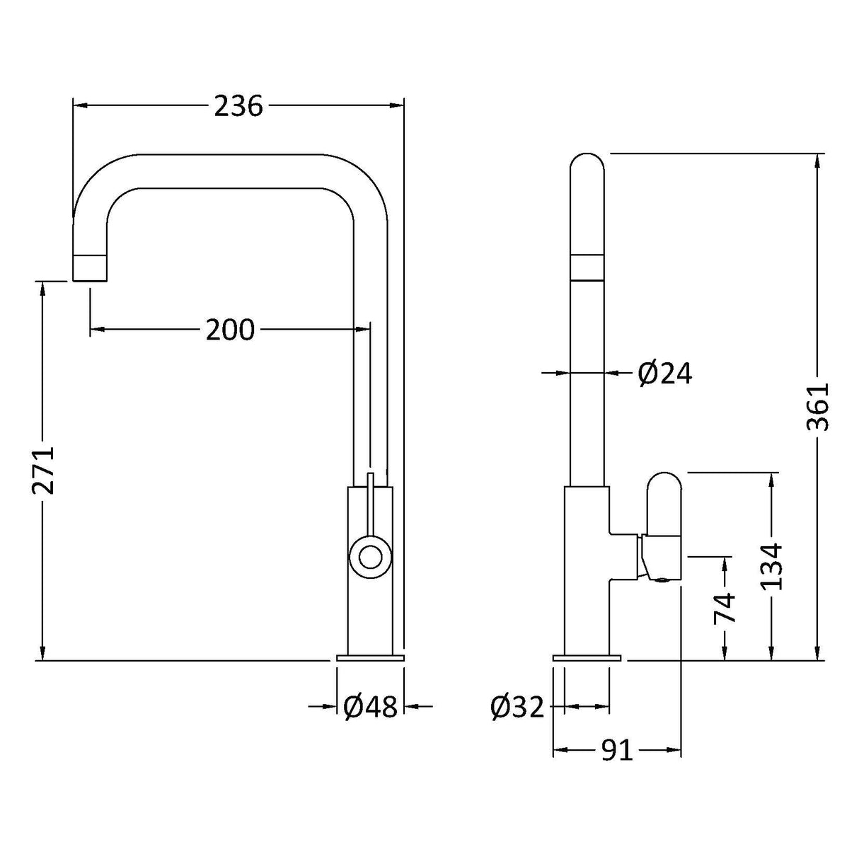 Nuie Kosi Single Lever Kitchen Mixer Tap Chrome KSI305SL LD