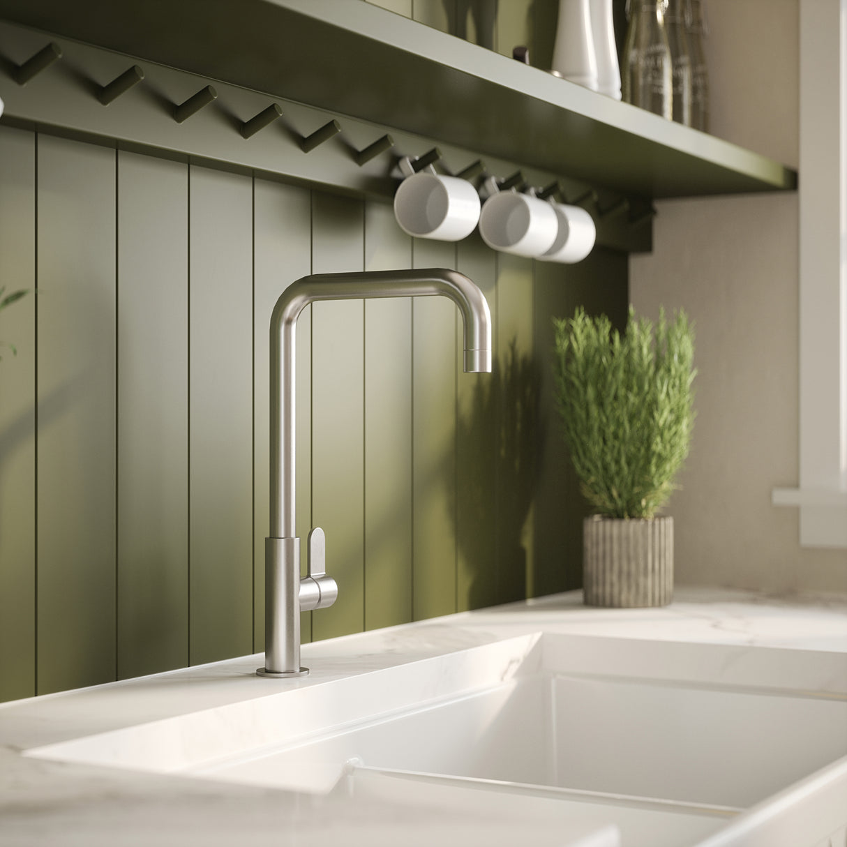 Nuie Kosi Single Lever Kitchen Mixer Tap Brushed Nickel KSI605SL LS1