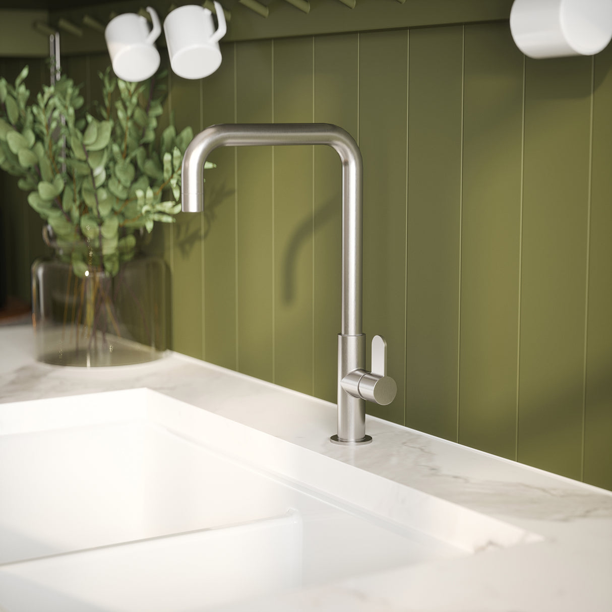 Nuie Kosi Single Lever Kitchen Mixer Tap Brushed Nickel KSI605SL LS2