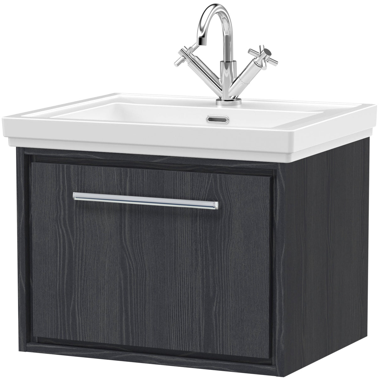Hudson Reed Lille 600mm Wall Hung 1 Drawer Vanity Unit & Basin Graphite Grey LIL2222A