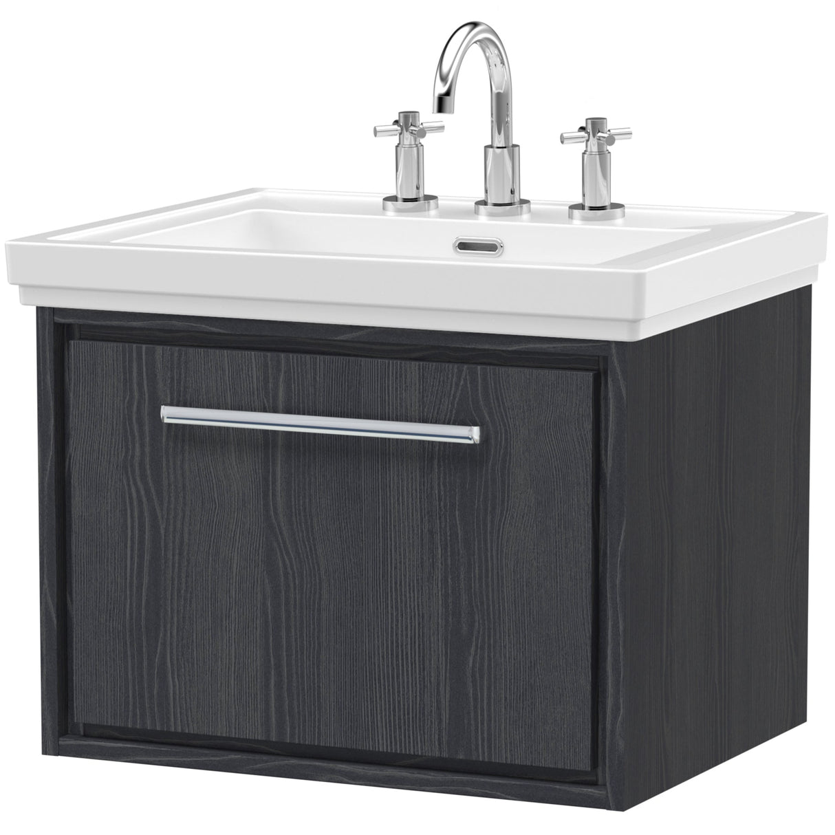 Hudson Reed Lille 600mm Wall Hung 1 Drawer Vanity Unit & Basin Graphite Grey LIL2222B