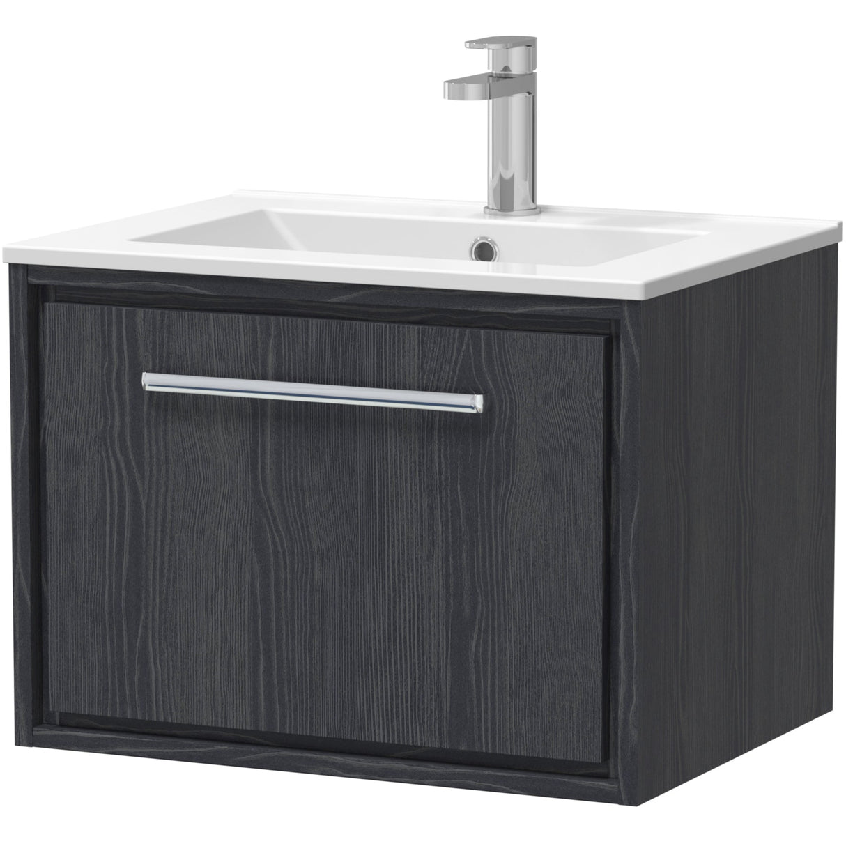 Hudson Reed Lille 600mm Wall Hung 1 Drawer Vanity Unit & Basin Graphite Grey LIL2222C