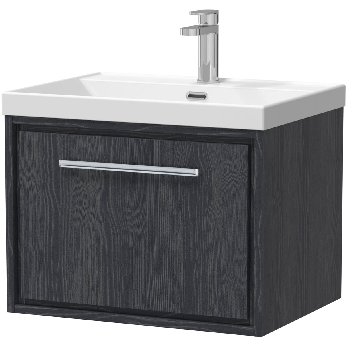 Hudson Reed Lille 600mm Wall Hung 1 Drawer Vanity Unit & Basin Graphite Grey LIL2222E