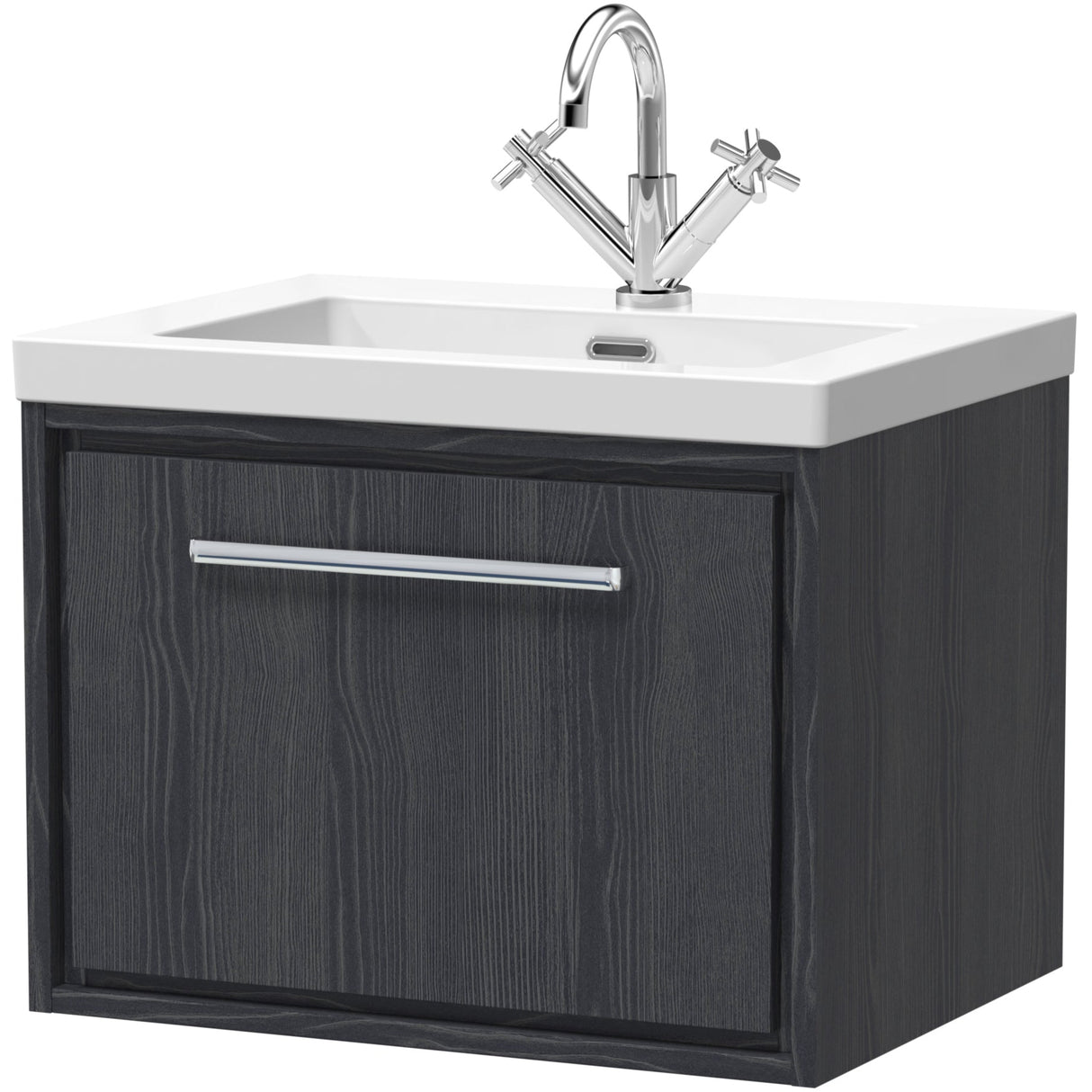 Hudson Reed Lille 600mm Wall Hung 1 Drawer Vanity Unit & Basin Graphite Grey LIL2222L