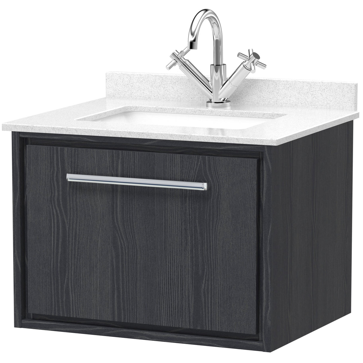 Hudson Reed Lille 600mm Wall Hung 1 Drawer Vanity Unit & Basin Graphite Grey LIL2222WS1