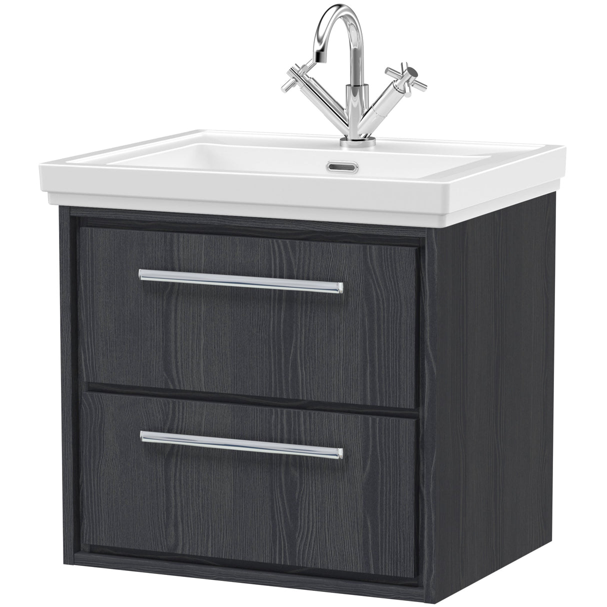 Hudson Reed Lille 600mm Wall Hung 2 Drawer Vanity Unit & Basin Graphite Grey LIL2224A