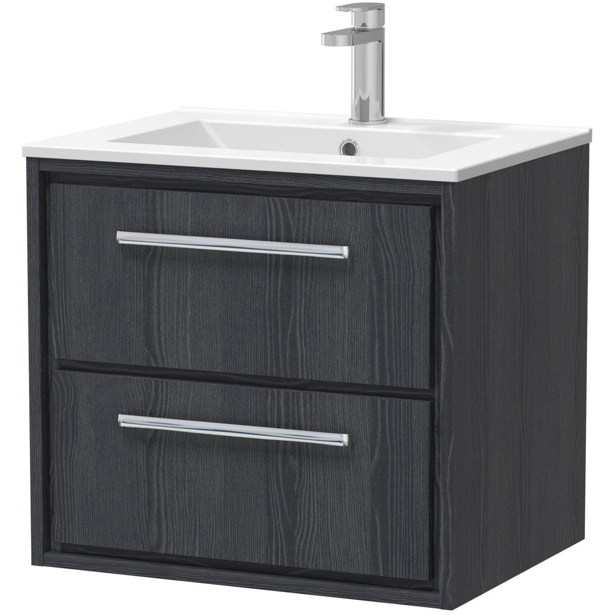 Hudson Reed Lille 600mm Wall Hung 2 Drawer Vanity Unit & Basin Graphite Grey LIL2224C