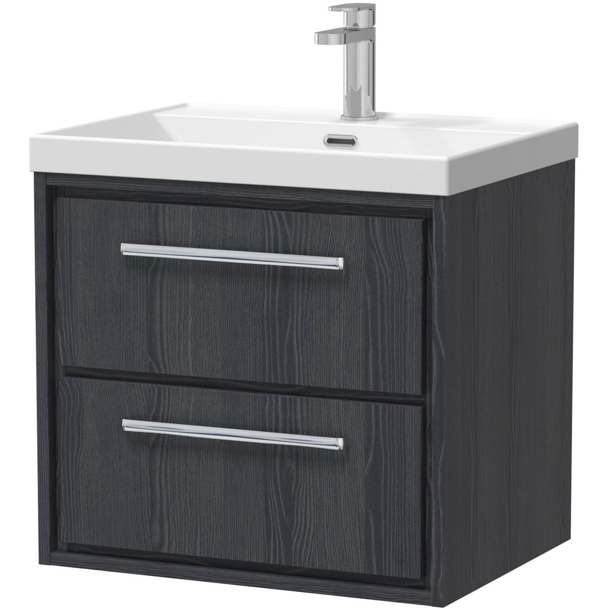 Hudson Reed Lille 600mm Wall Hung 2 Drawer Vanity Unit & Basin Graphite Grey LIL2224E