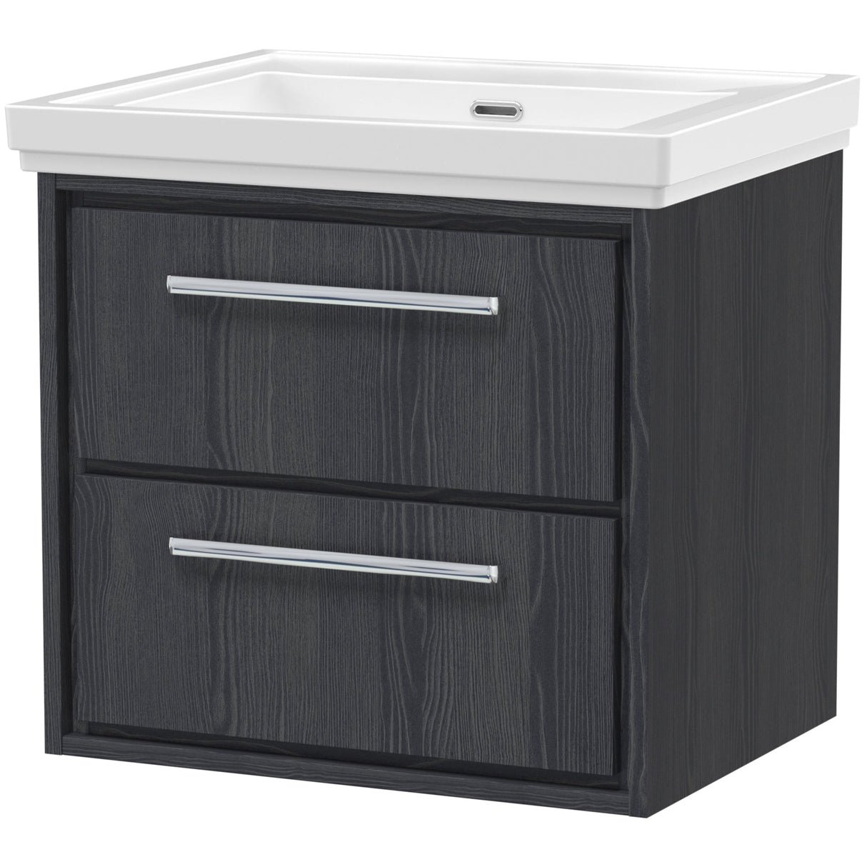 Hudson Reed Lille 600mm Wall Hung 2 Drawer Vanity Unit & Basin Graphite Grey LIL2224H