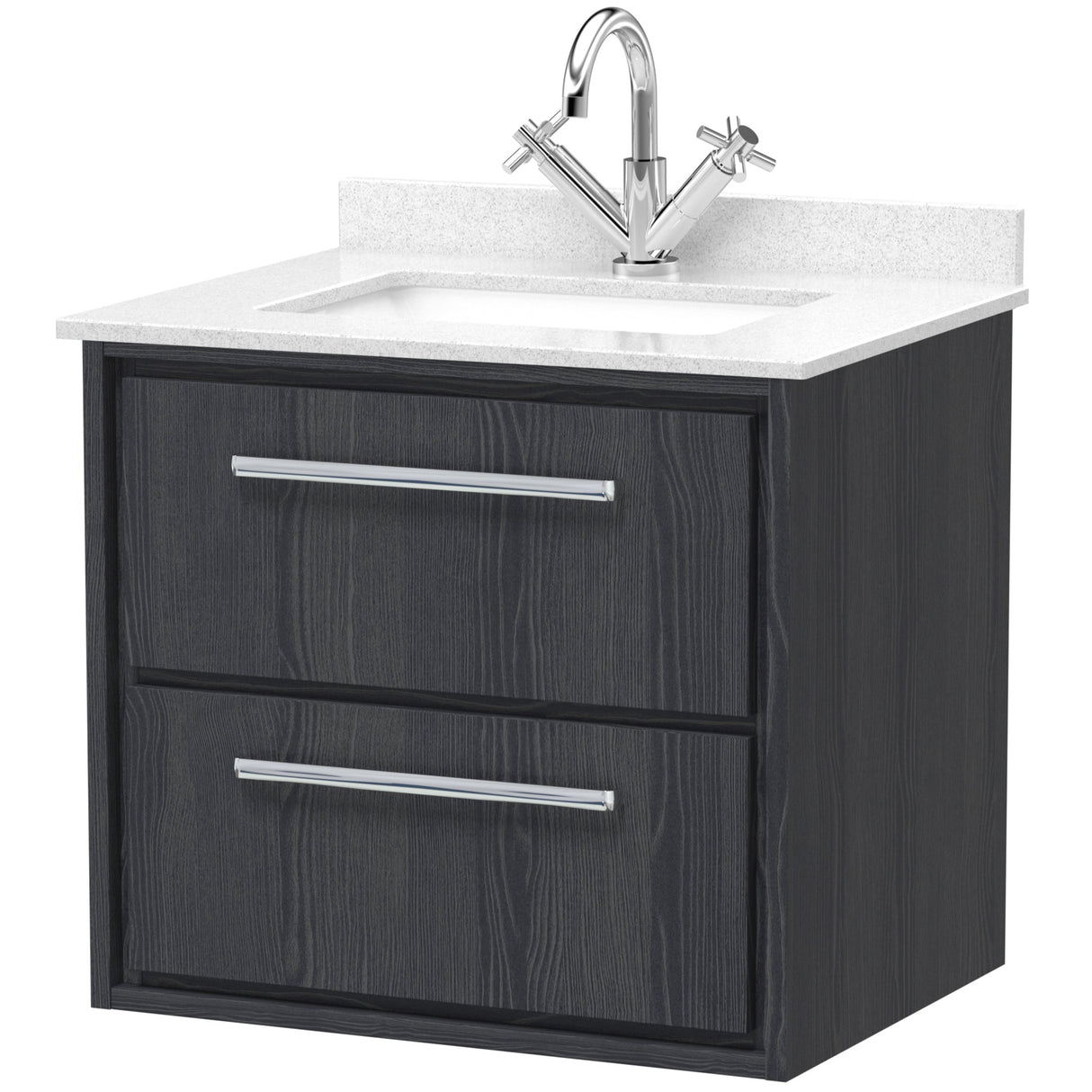 Hudson Reed Lille 600mm Wall Hung 2 Drawer Vanity Unit & Basin Graphite Grey LIL2224WS1