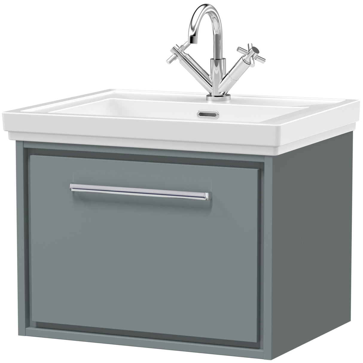 Hudson Reed Lille 600mm Wall Hung 1 Drawer Vanity Unit & Basin Coastal Grey LIL2322A