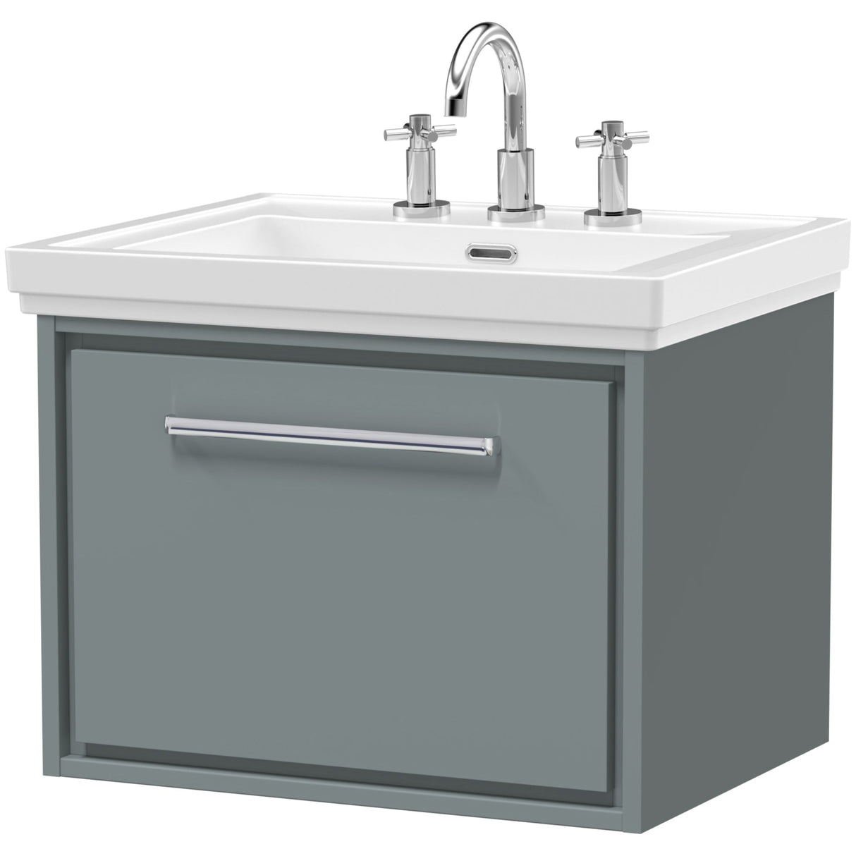 Hudson Reed Lille 600mm Wall Hung 1 Drawer Vanity Unit & Basin Coastal Grey LIL2322B