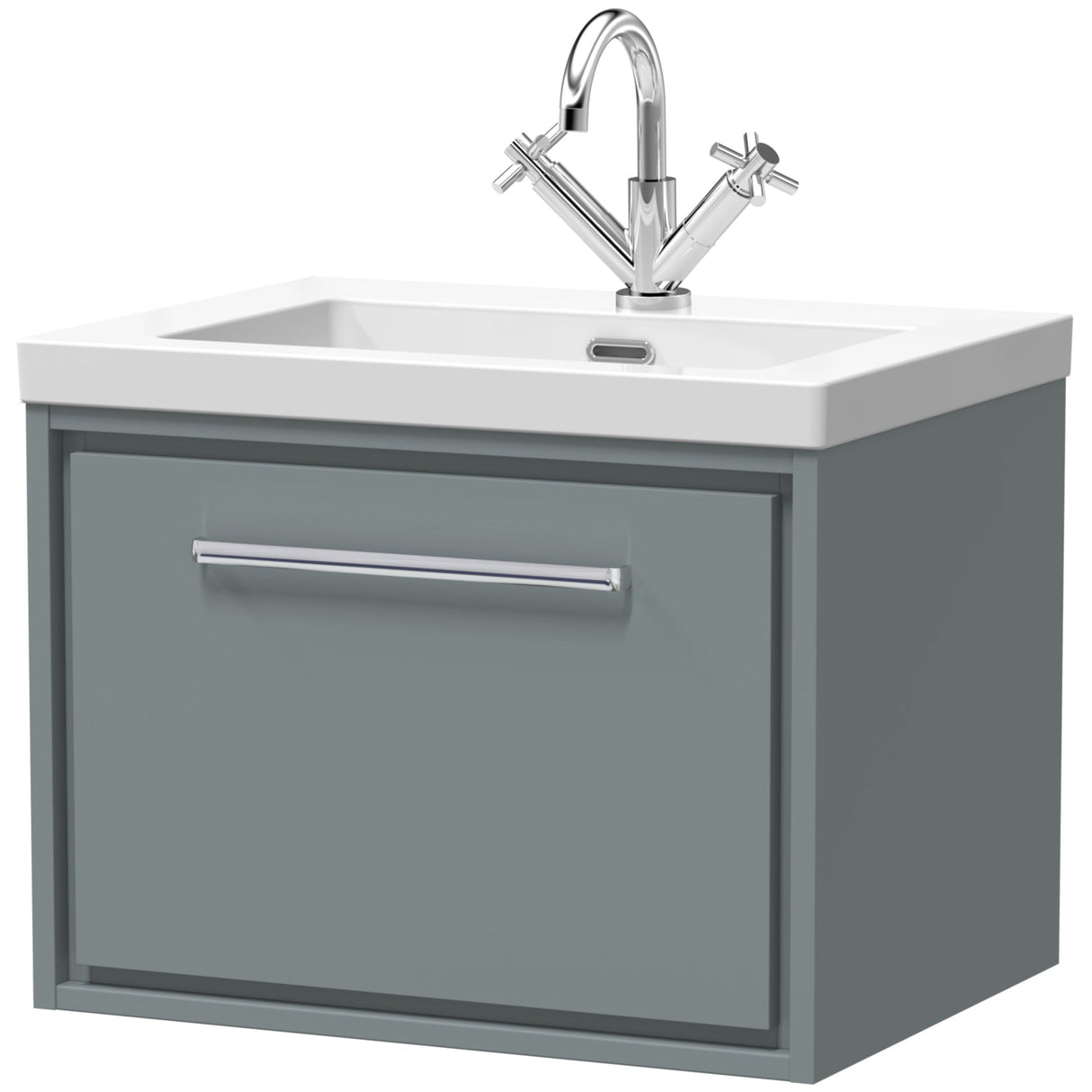 Hudson Reed Lille 600mm Wall Hung 1 Drawer Vanity Unit & Basin Coastal Grey LIL2322L