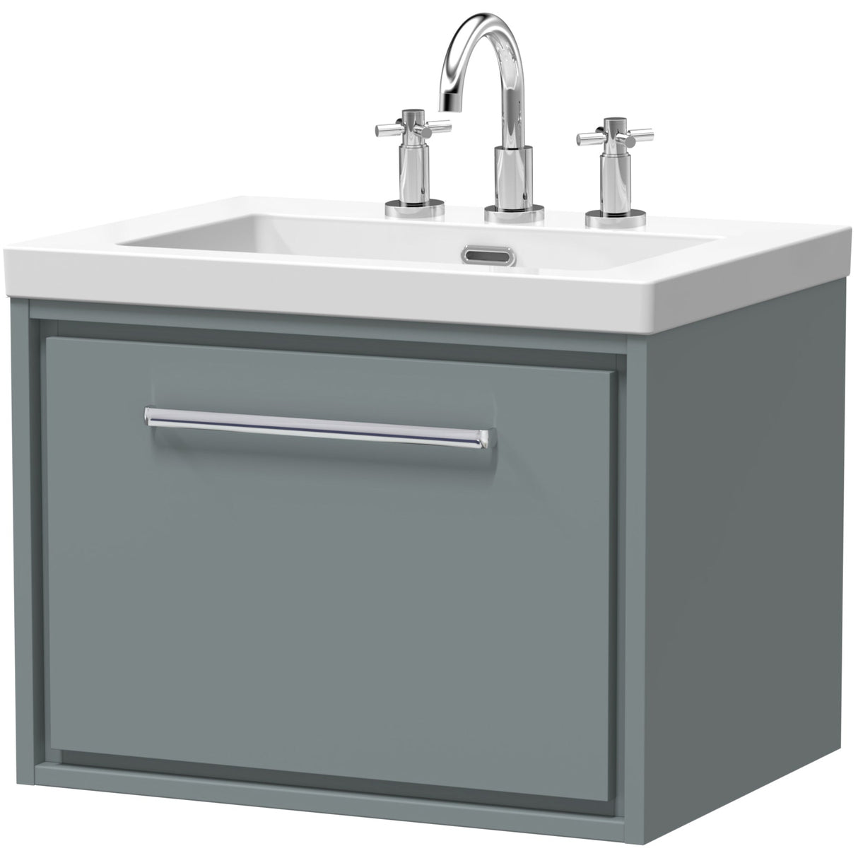 Hudson Reed Lille 600mm Wall Hung 1 Drawer Vanity Unit & Basin Coastal Grey LIL2322M