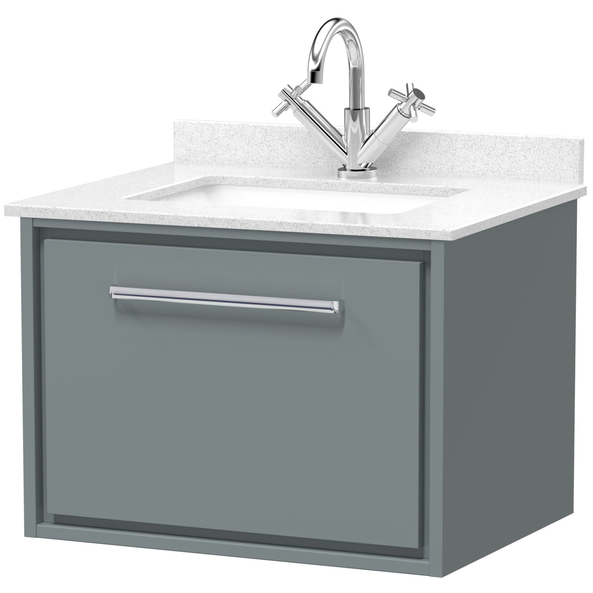 Hudson Reed Lille 600mm Wall Hung 1 Drawer Vanity Unit & Basin Coastal Grey LIL2322WS1