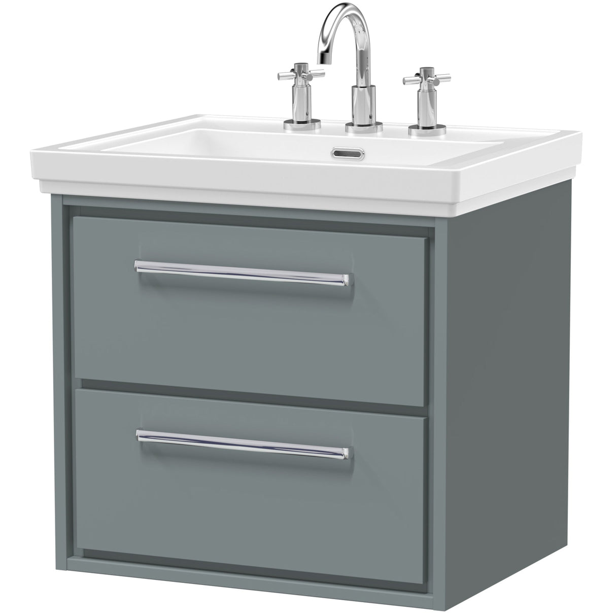 Hudson Reed Lille 600mm Wall Hung 2 Drawer Vanity Unit & Basin Coastal Grey LIL2324B