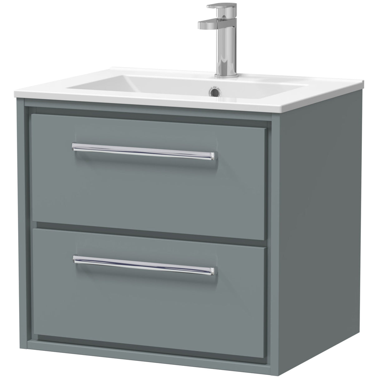 Hudson Reed Lille 600mm Wall Hung 2 Drawer Vanity Unit & Basin Coastal Grey LIL2324C
