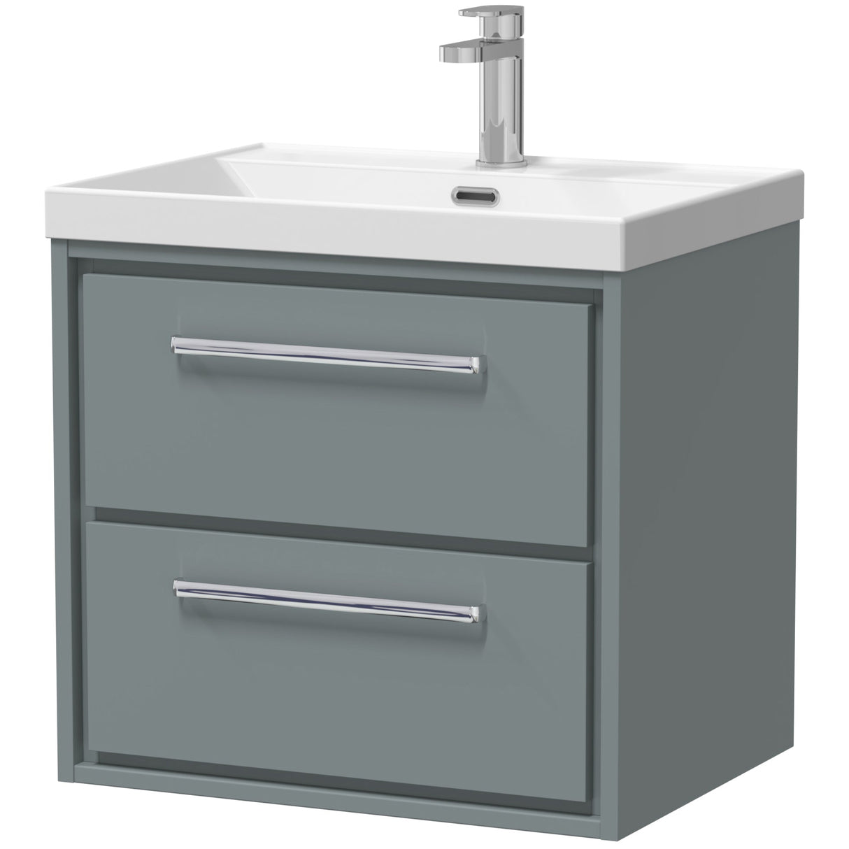Hudson Reed Lille 600mm Wall Hung 2 Drawer Vanity Unit & Basin Coastal Grey LIL2324E