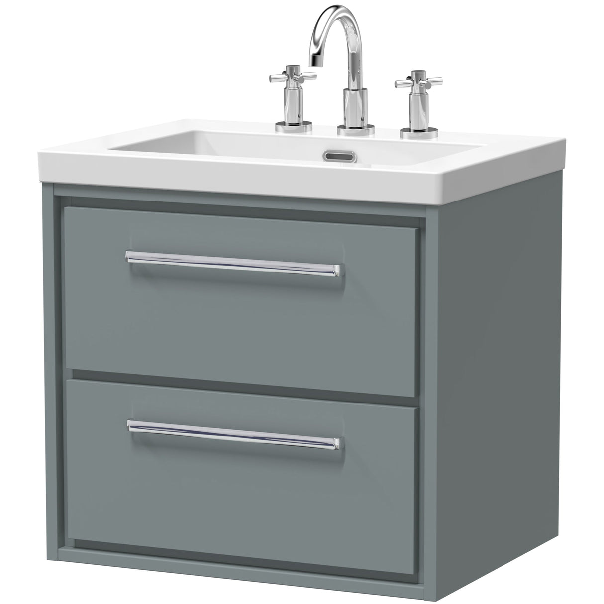 Hudson Reed Lille 600mm Wall Hung 2 Drawer Vanity Unit & Basin Coastal Grey LIL2324M