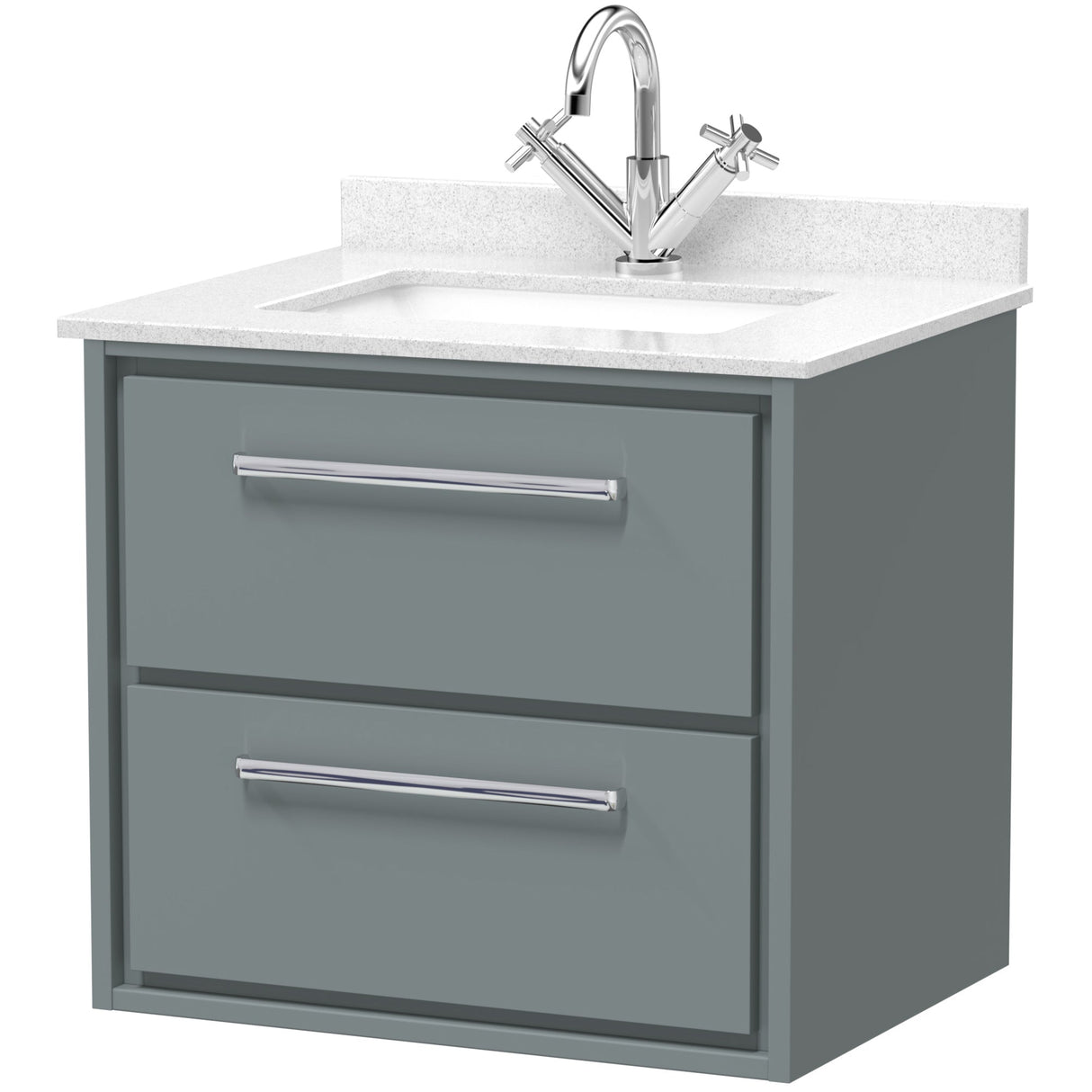Hudson Reed Lille 600mm Wall Hung 2 Drawer Vanity Unit & Basin Coastal Grey LIL2324WS1