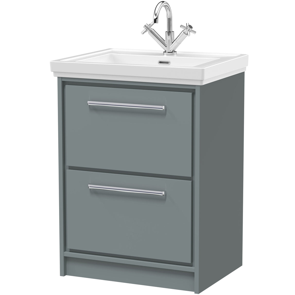 Hudson Reed Lille 600mm Freestanding 2 Drawer Vanity Unit & Basin Coastal Grey LIL2333A
