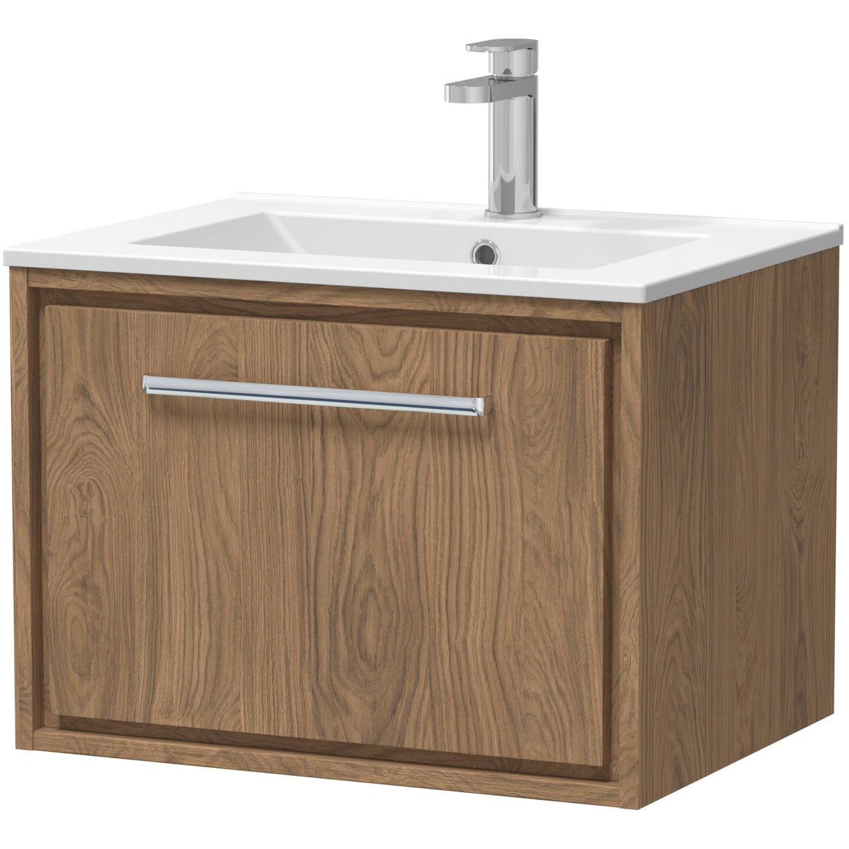Hudson Reed Lille 600mm Wall Hung 1 Drawer Vanity Unit & Basin Antique Oak LIL2722C