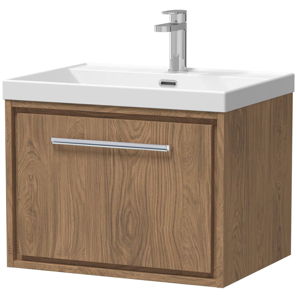Hudson Reed Lille 600mm Wall Hung 1 Drawer Vanity Unit & Basin Antique Oak LIL2722E