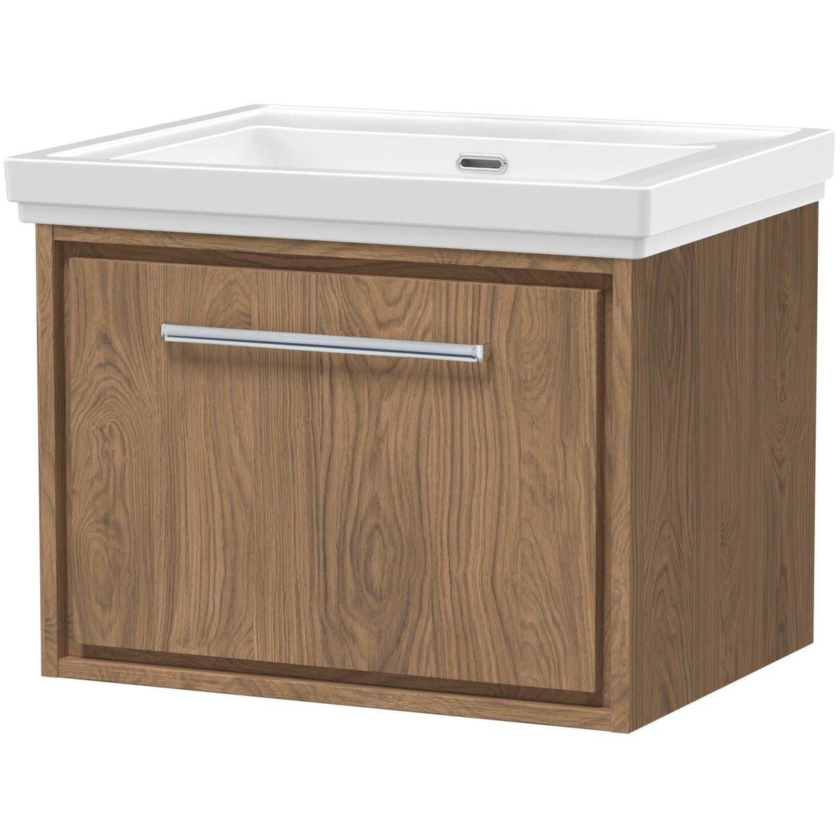 Hudson Reed Lille 600mm Wall Hung 1 Drawer Vanity Unit & Basin Antique Oak LIL2722H
