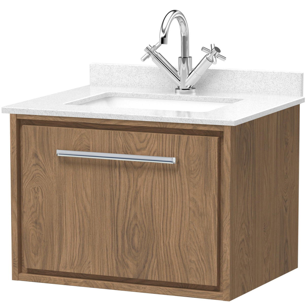 Hudson Reed Lille 600mm Wall Hung 1 Drawer Vanity Unit & Basin Antique Oak LIL2722WS1