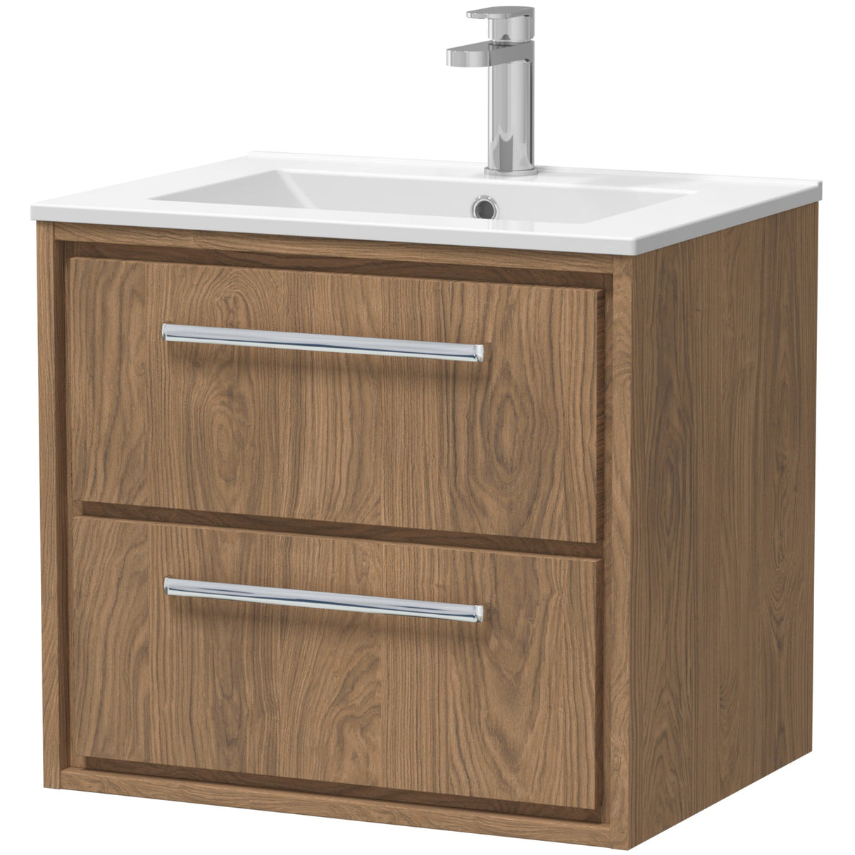 Hudson Reed Lille 600mm Wall Hung 2 Drawer Vanity Unit & Basin Antique Oak LIL2724C