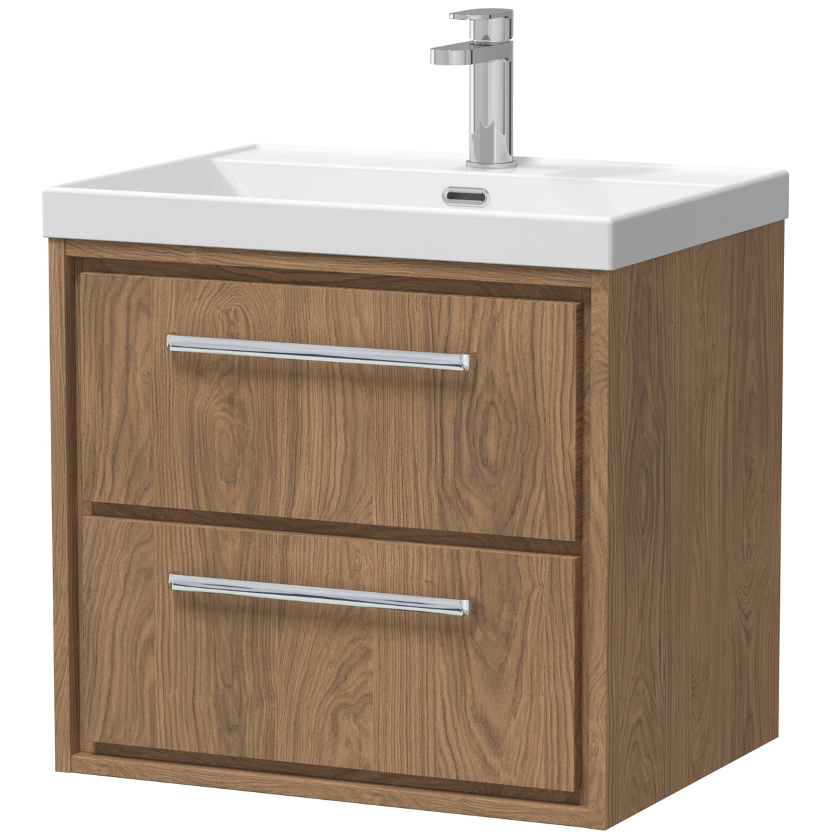 Hudson Reed Lille 600mm Wall Hung 2 Drawer Vanity Unit & Basin Antique Oak LIL2724E