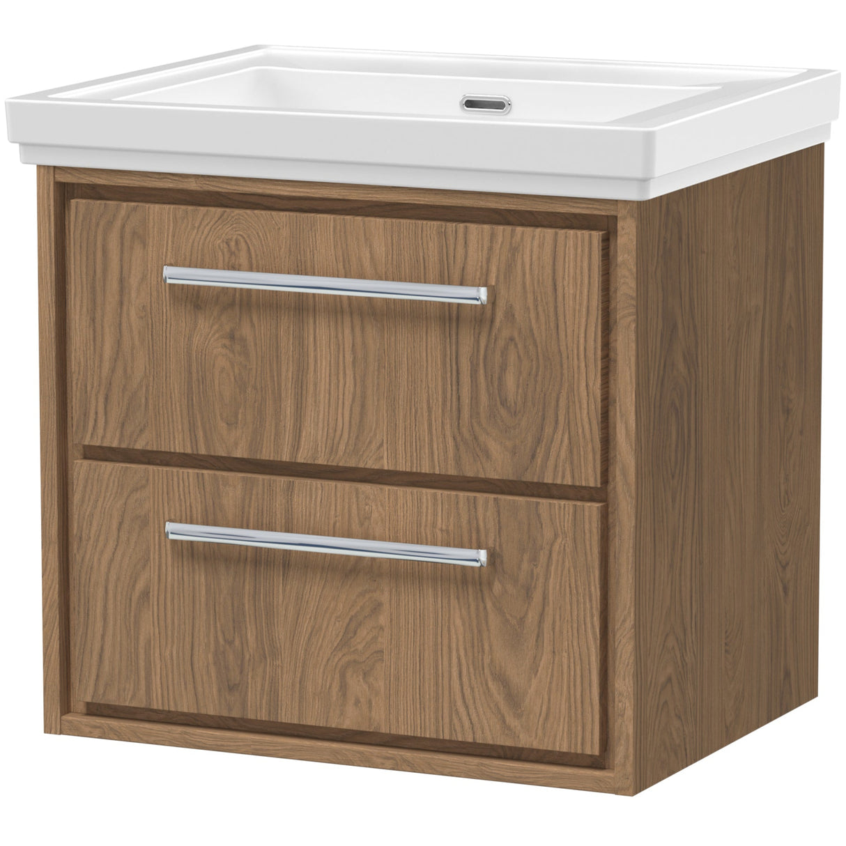 Hudson Reed Lille 600mm Wall Hung 2 Drawer Vanity Unit & Basin Antique Oak LIL2724H