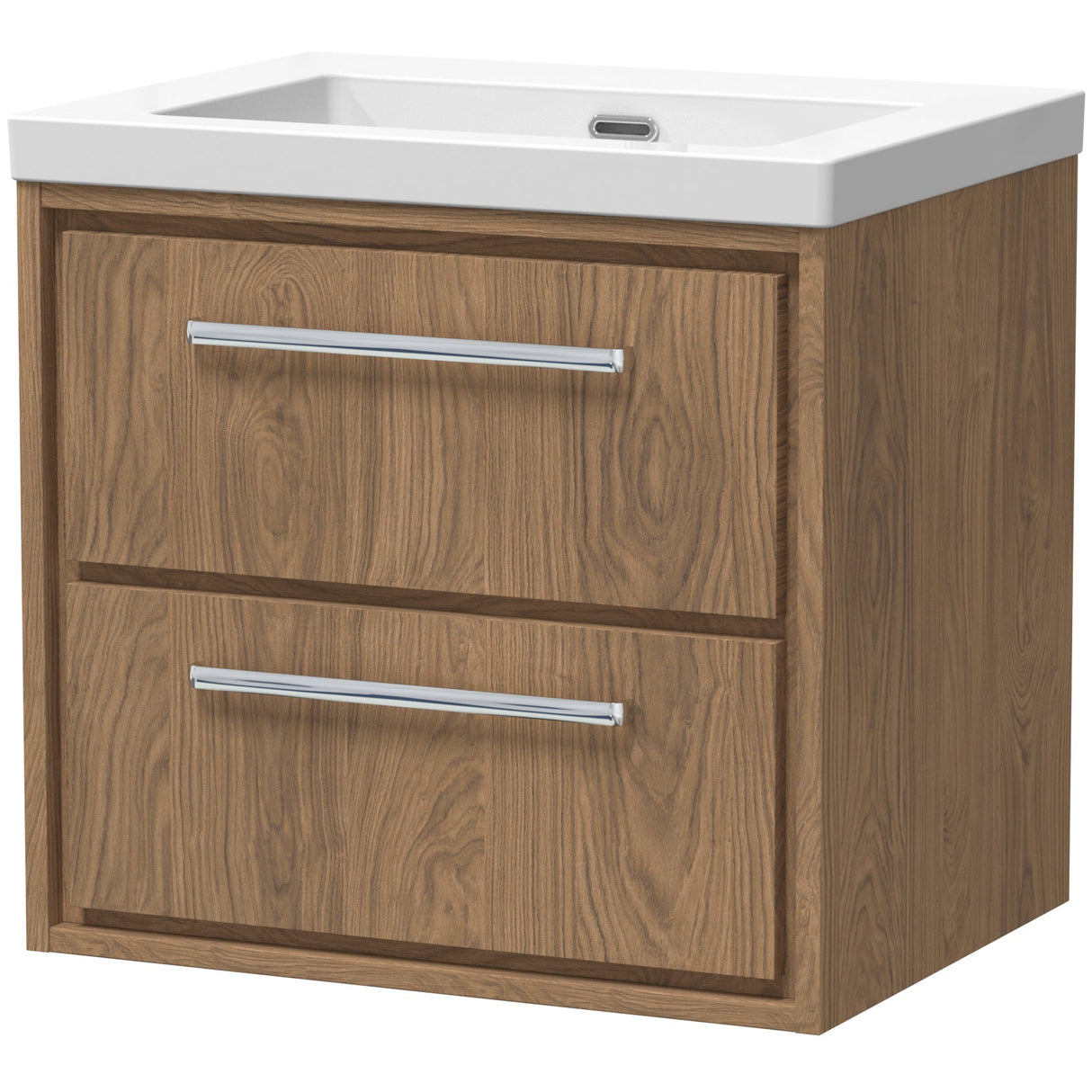 Hudson Reed Lille 600mm Wall Hung 2 Drawer Vanity Unit & Basin Antique Oak LIL2724K