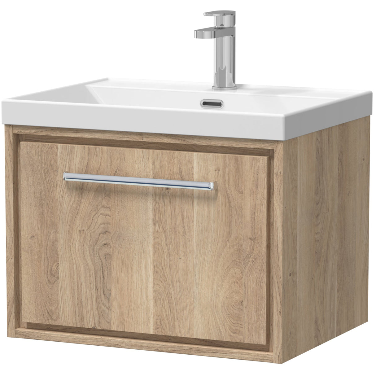 Hudson Reed Lille 600mm Wall Hung 1 Drawer Vanity Unit & Basin Bleached Oak LIL3022E