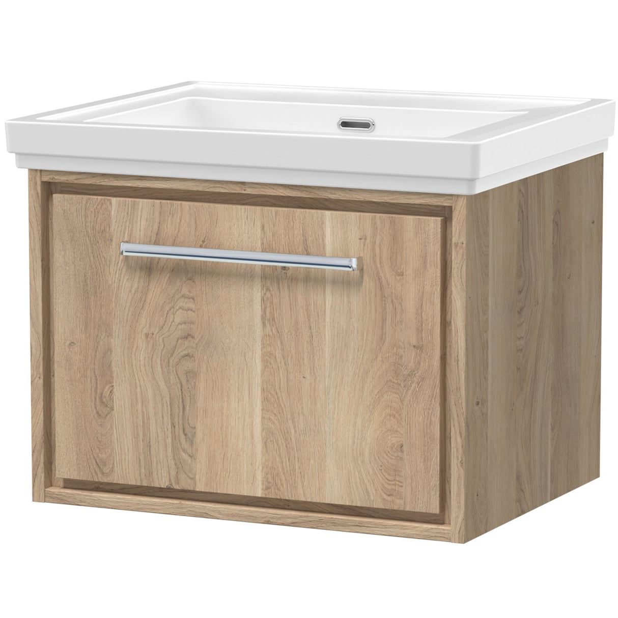 Hudson Reed Lille 600mm Wall Hung 1 Drawer Vanity Unit & Basin Bleached Oak LIL3022H