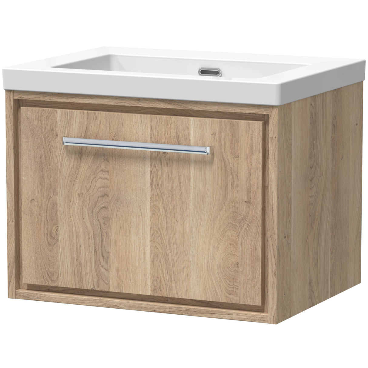 Hudson Reed Lille 600mm Wall Hung 1 Drawer Vanity Unit & Basin Bleached Oak LIL3022K