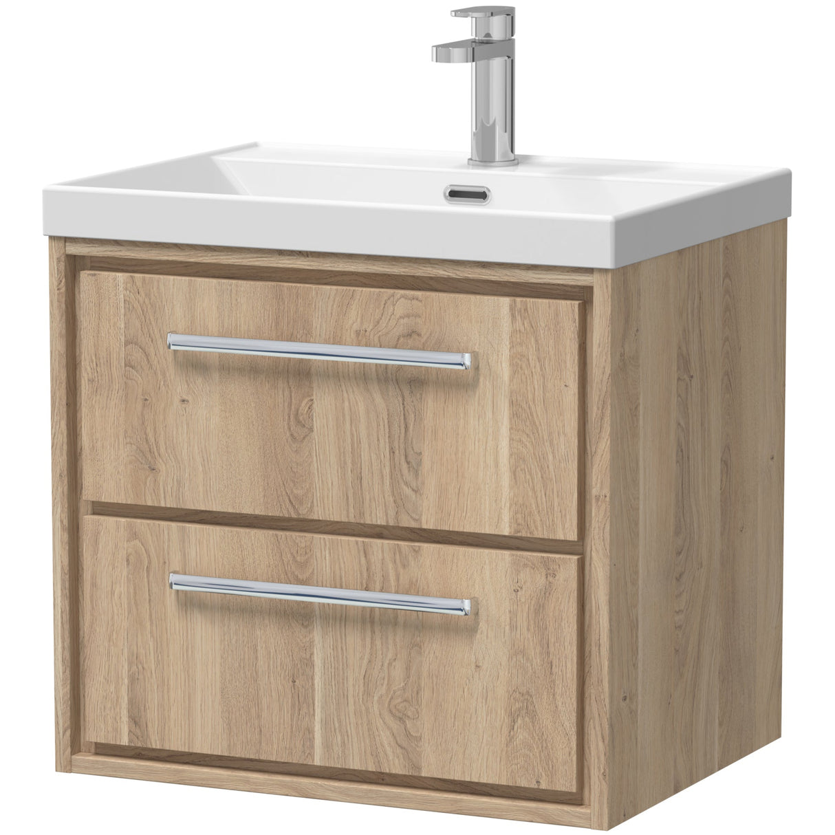Hudson Reed Lille 600mm Wall Hung 2 Drawer Vanity Unit & Basin Bleached Oak LIL3024E