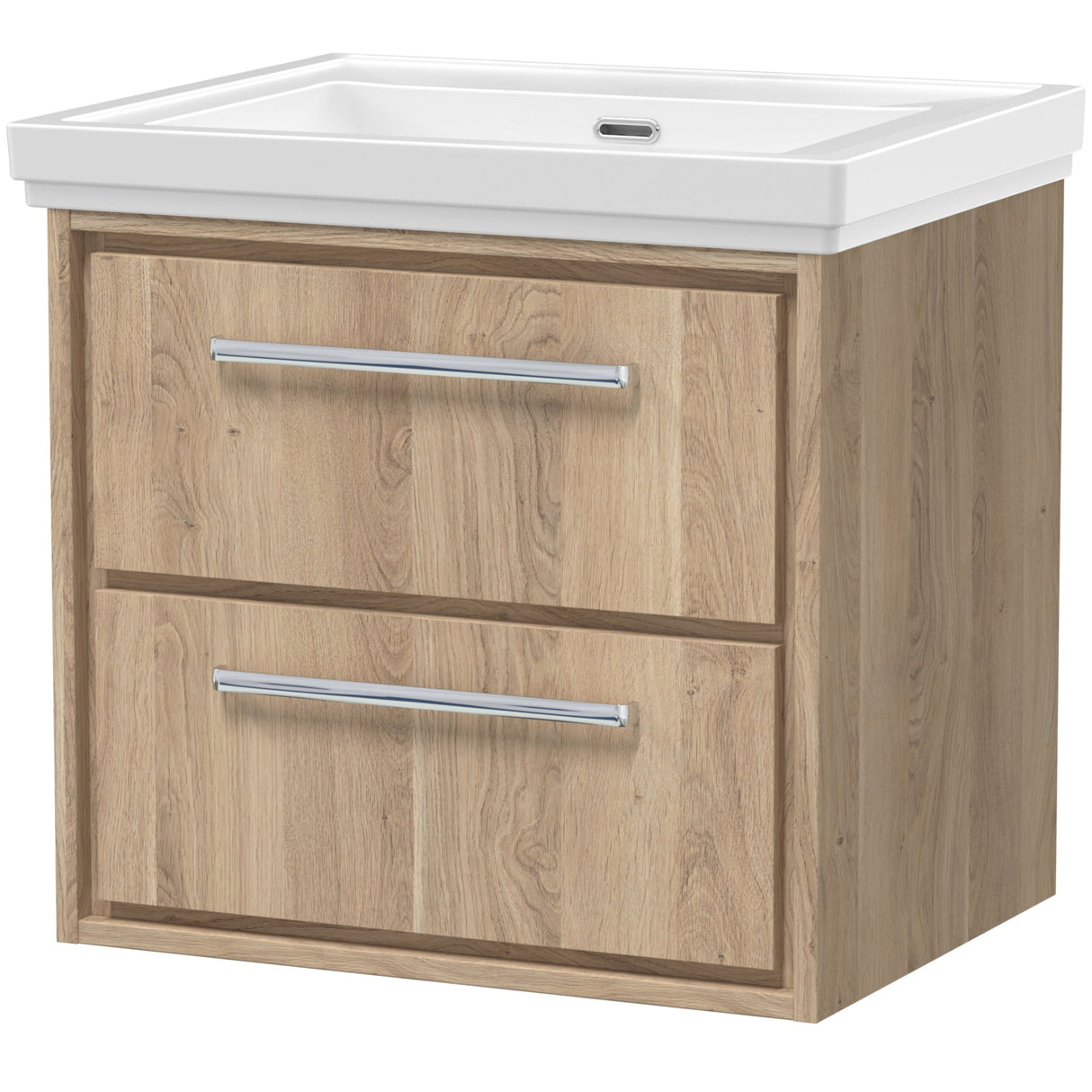 Hudson Reed Lille 600mm Wall Hung 2 Drawer Vanity Unit & Basin Bleached Oak LIL3024H