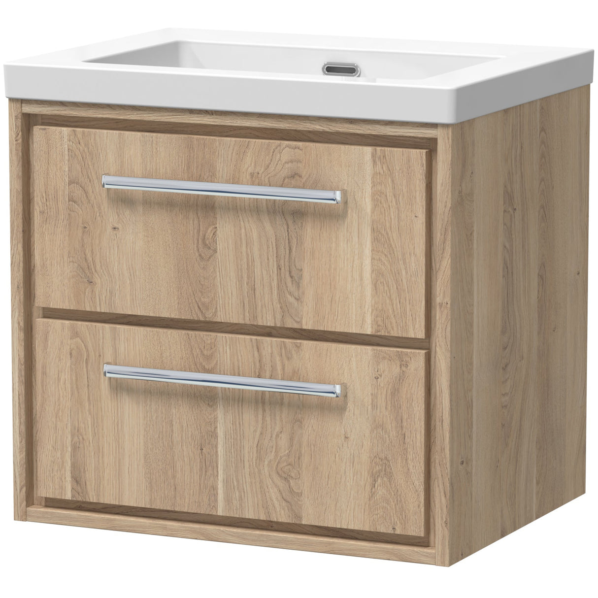 Hudson Reed Lille 600mm Wall Hung 2 Drawer Vanity Unit & Basin Bleached Oak LIL3024K