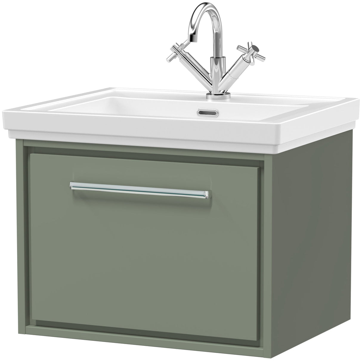 Hudson Reed Lille 600mm Wall Hung 1 Drawer Vanity Unit & Basin Fern Green LIL3122A