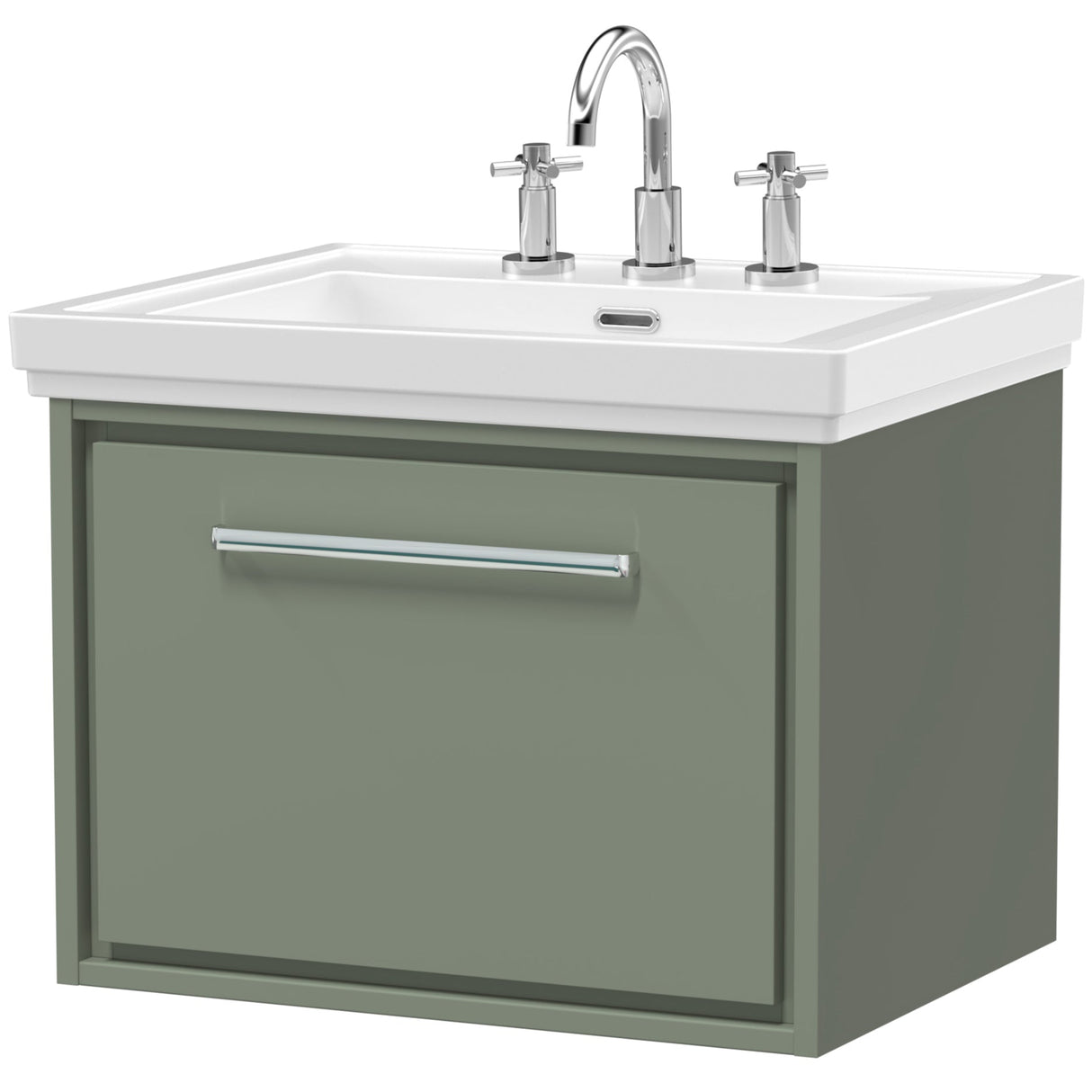 Hudson Reed Lille 600mm Wall Hung 1 Drawer Vanity Unit & Basin Fern Green LIL3122B