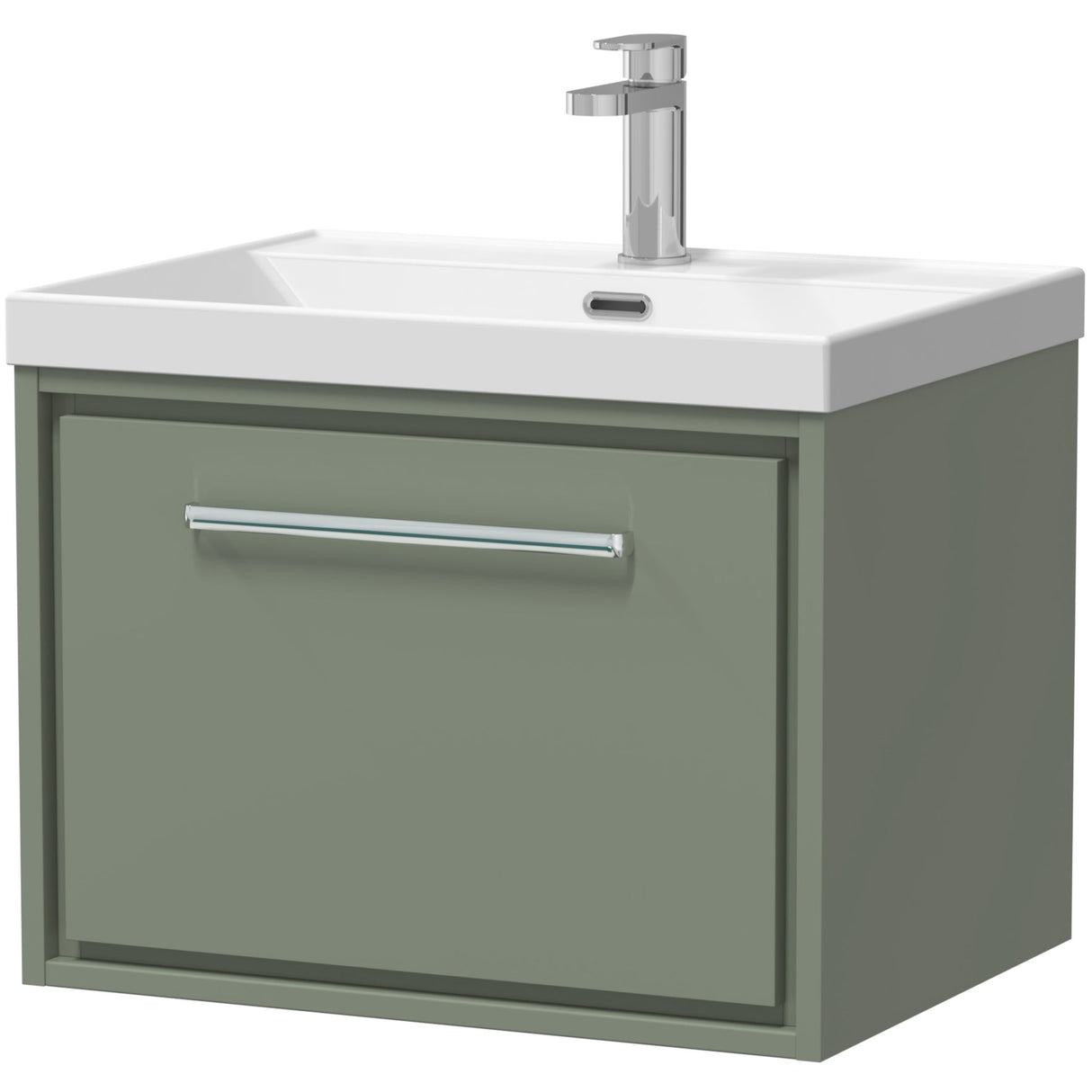Hudson Reed Lille 600mm Wall Hung 1 Drawer Vanity Unit & Basin Fern Green LIL3122E