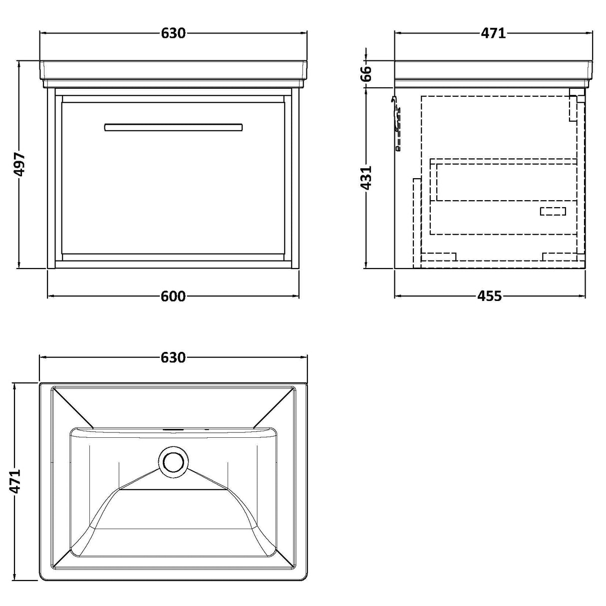 Hudson Reed Lille 600mm Wall Hung 1 Drawer Vanity Unit & Basin Fern Green LIL3122H LD