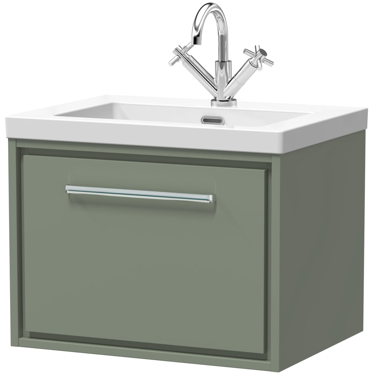 Hudson Reed Lille 600mm Wall Hung 1 Drawer Vanity Unit & Basin Fern Green LIL3122L